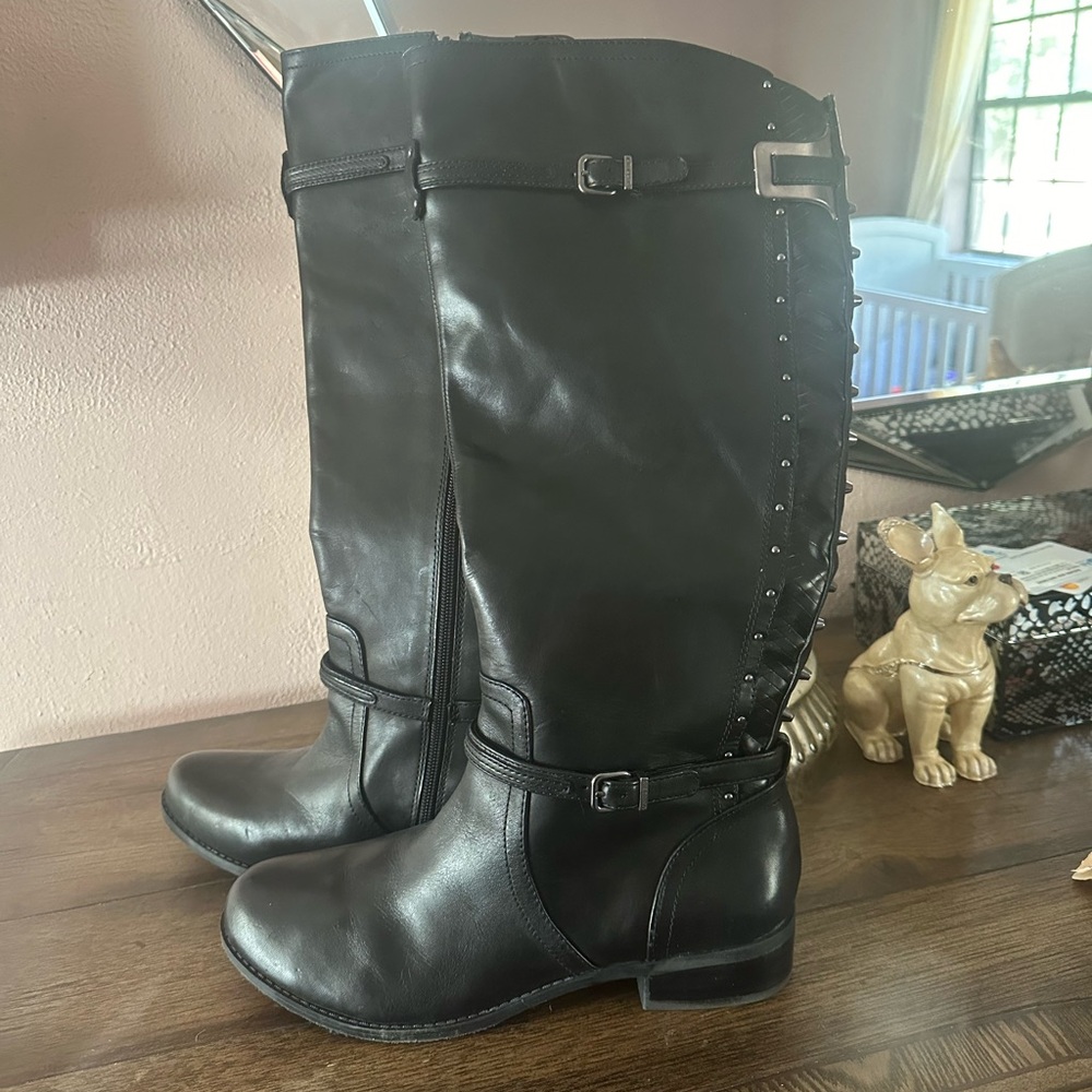 Black tall leather Gianni bini boots
